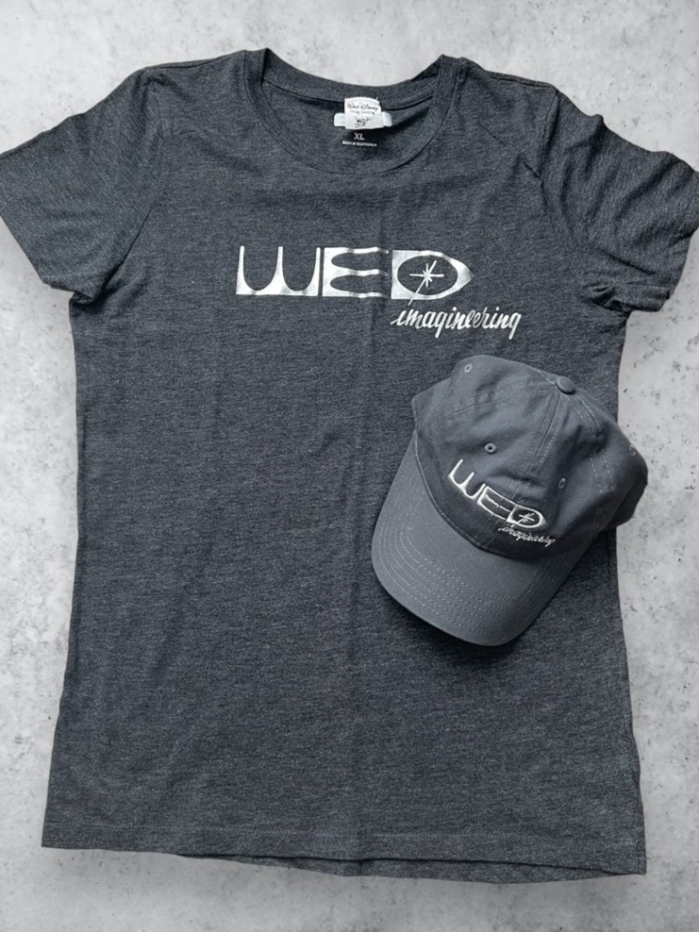 Disney Imagineering *WED* Exclusive Gray Cap Sleeve T-Shirt XL  and matching Hat